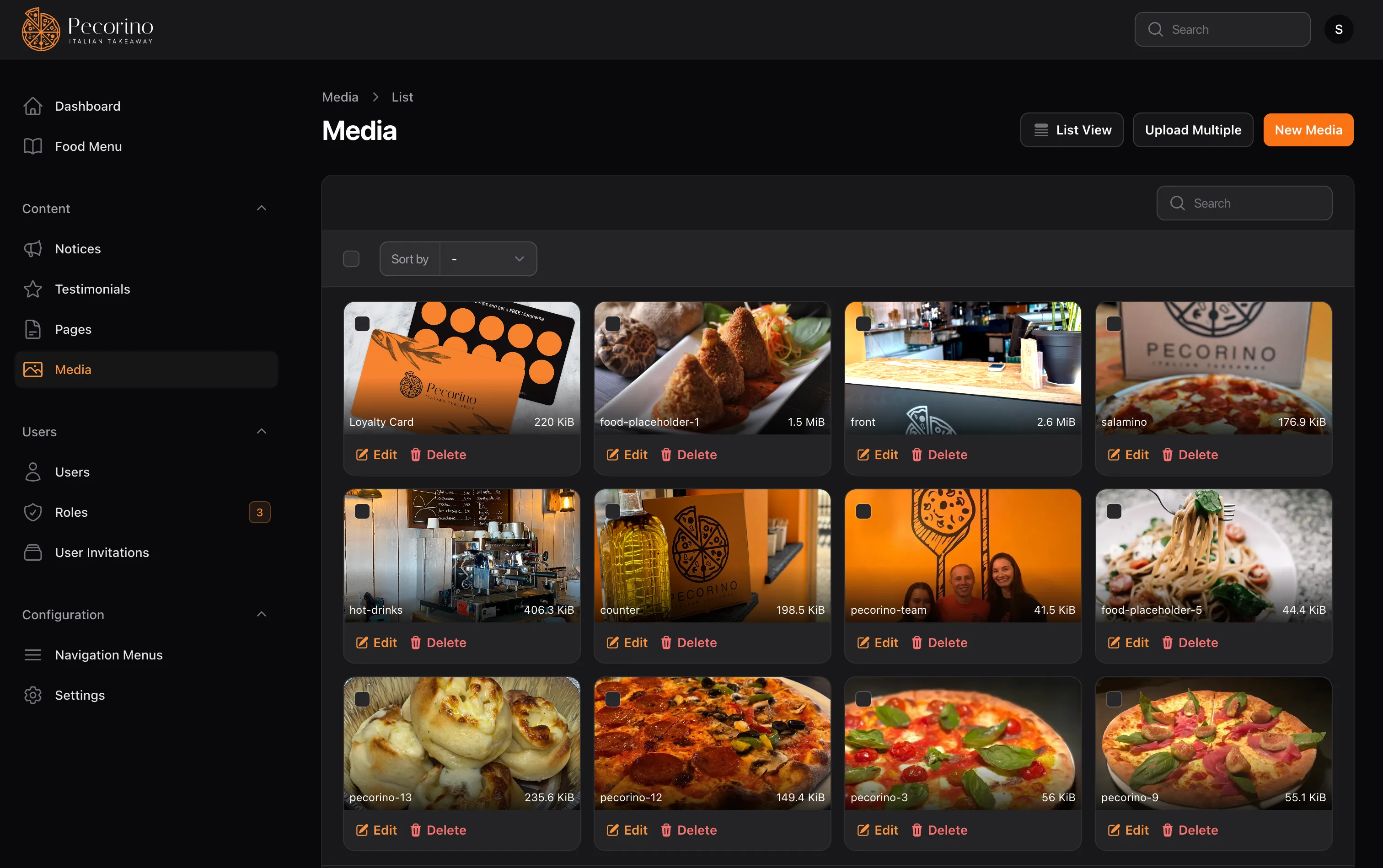 Custom CMS interface showing bespoke software solution